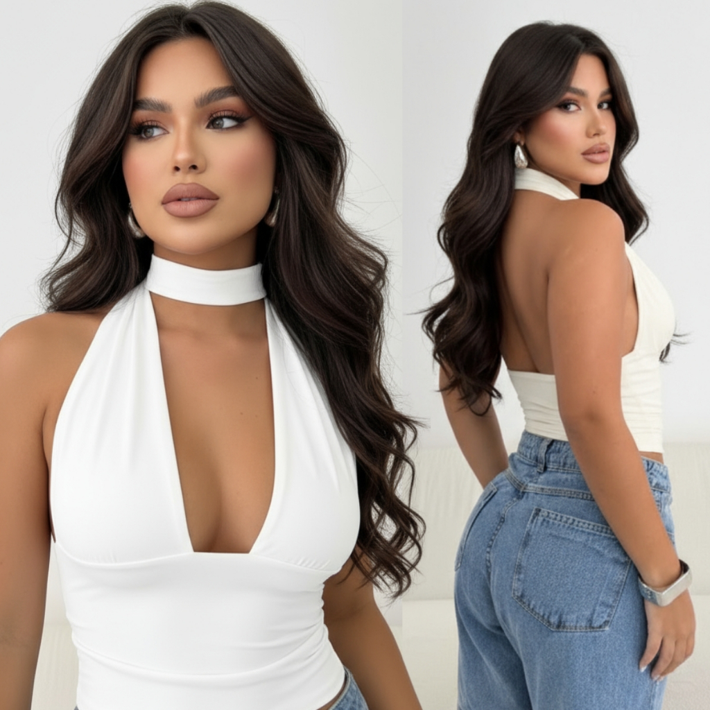 Cropped Multiformas Top Amarração Decote Sexy Fo