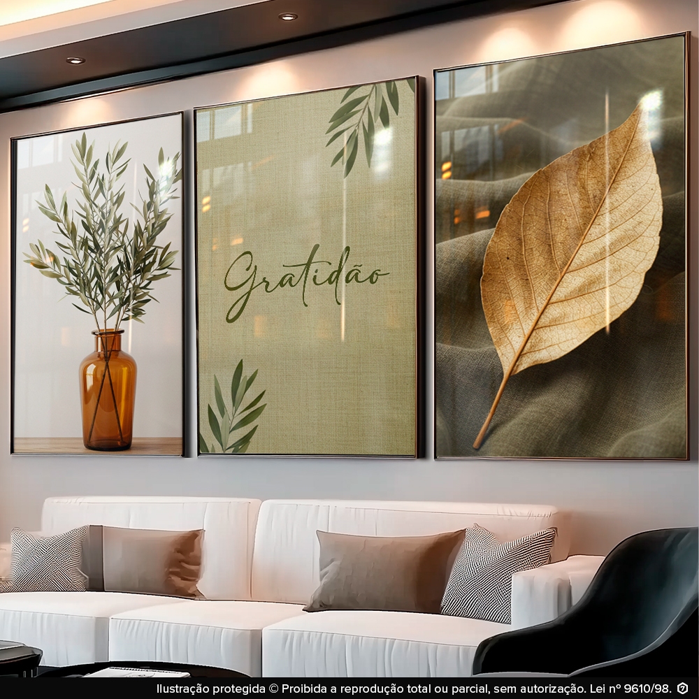 Kit 3 Peças Painel de Quadros Decorativos Gratid�