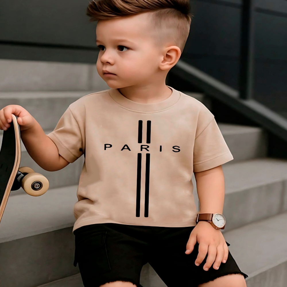 Camiseta Menino Infantil Paris Manga Curta 100% Al