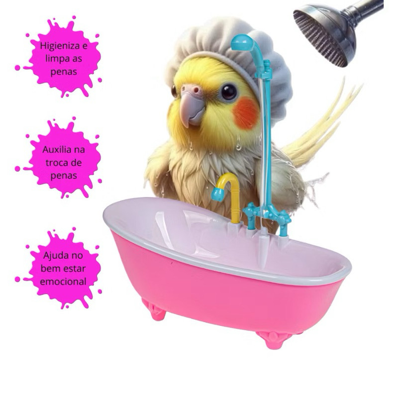 Banheira Para Calopsita Passáros com Chuveiro Cir