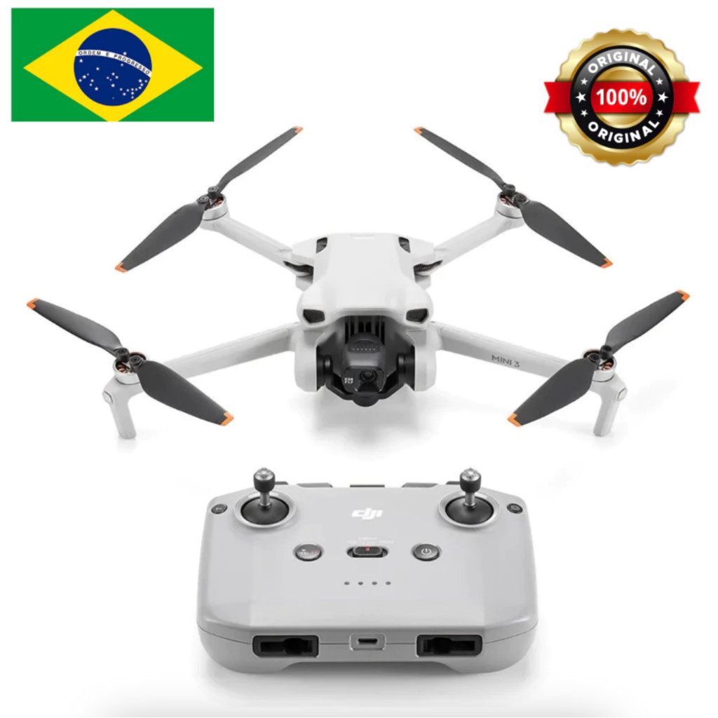 Drone DJI Mini 3 Controle DJI RC-N1 Sem Tela 4K HD