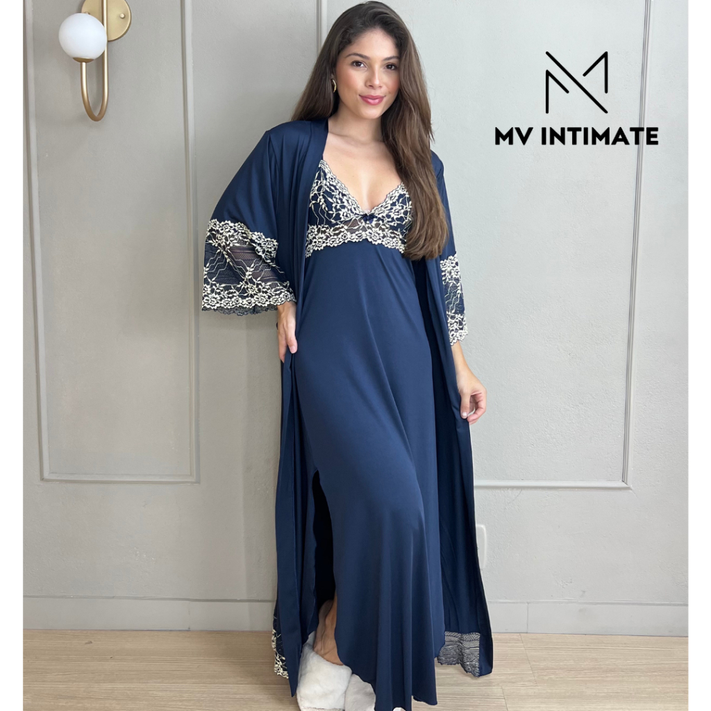 Kit de Robe e Camisola LONGOS sem Bojo de Microfib