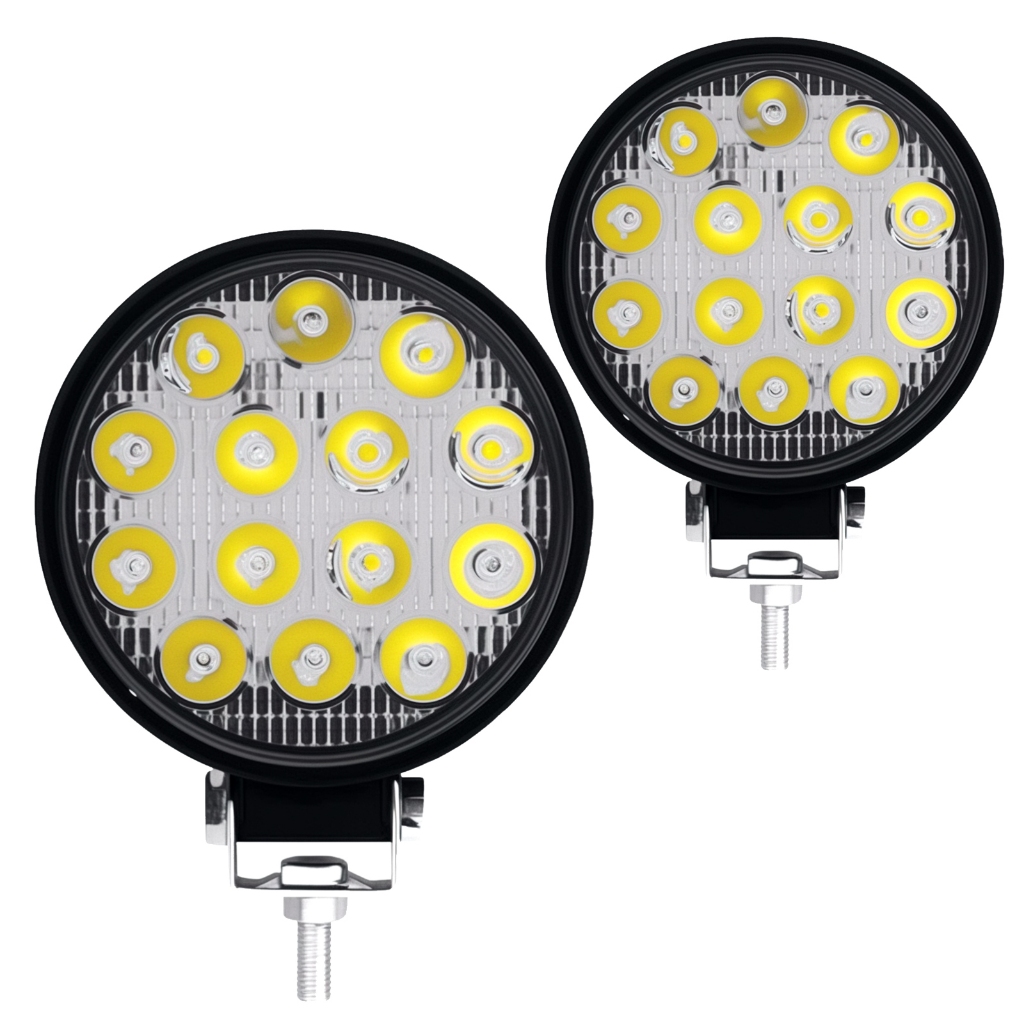 2x Farol De Milha 14leds 42w 12v/24v Redondo Off-r