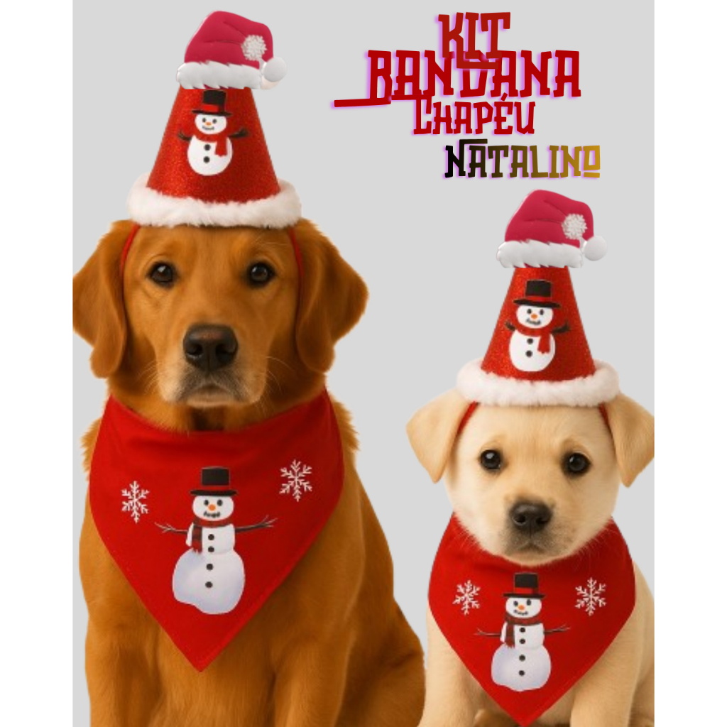 Acessórios de Natal para Pet  Bandana e Chapéu N