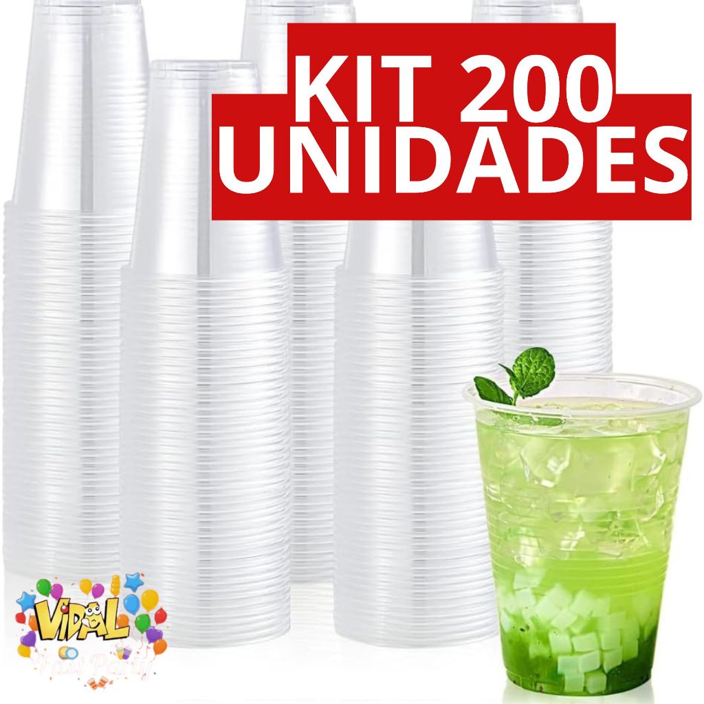 Kit Com 200 Unidades Copo Descartável 200ML Para 