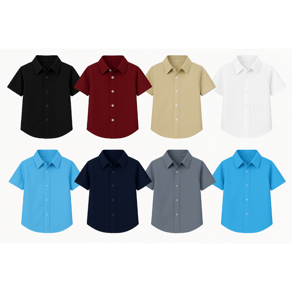 KIT 3 PEÇAS CAMISA SOCIAL INFANTIL MASCULINA LISA