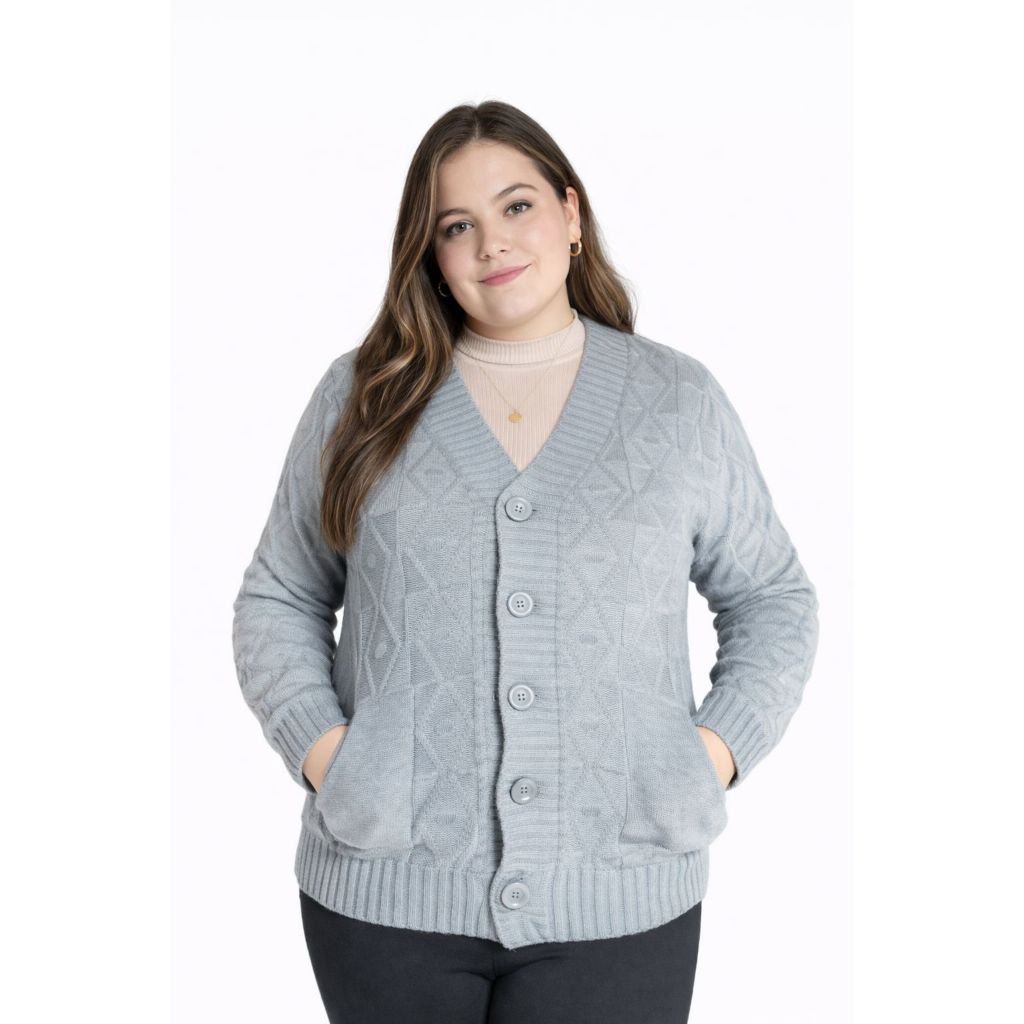 Casaco Tricô Feminino Plus Size G1 com Botões  C