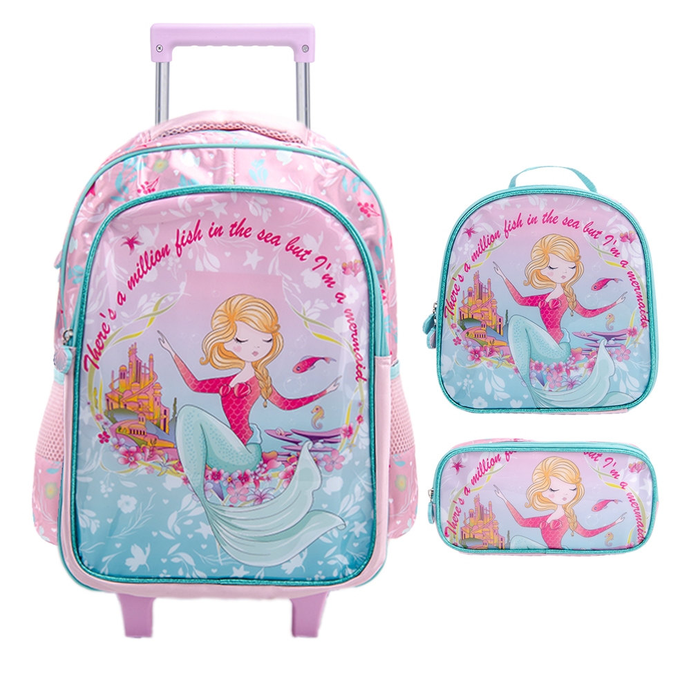 Kit Mochila Escolar Infantil de Rodinhas Menina Bo
