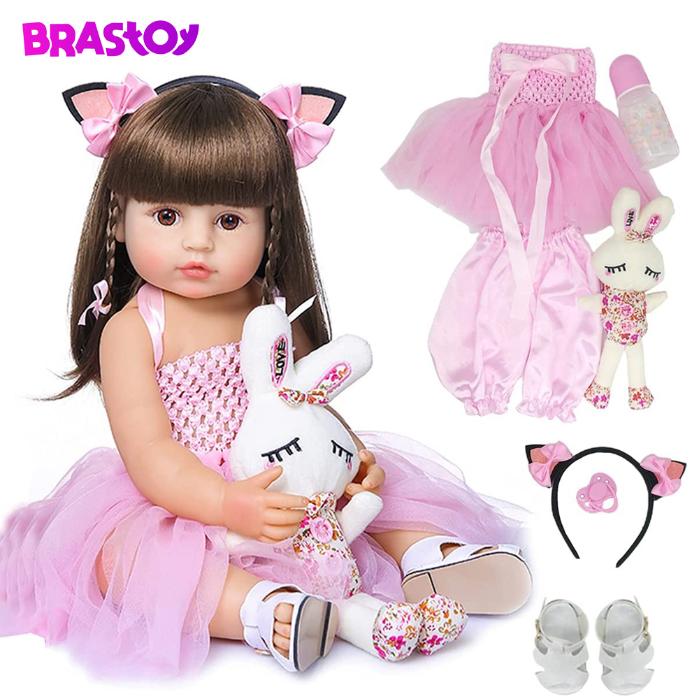 Brastoy Bebê Reborn Boneca Silicone Menina Olhos 