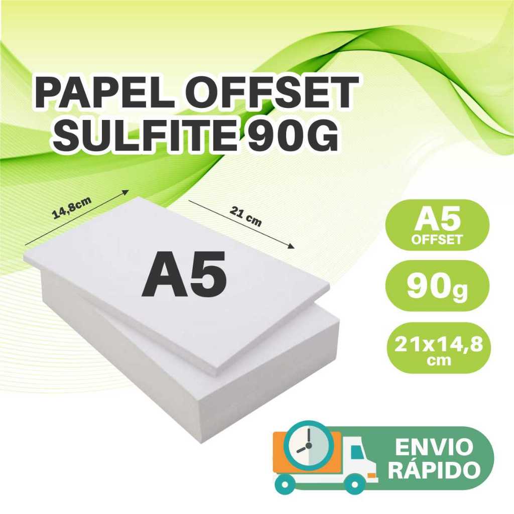 Papel Offset Sulfite Branco 90g tamanho A5 21×