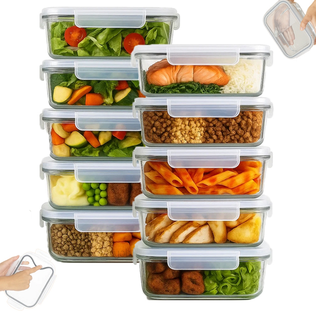 Kit Pote Marmita Vidro 640ml Yab Hermético Tampa 