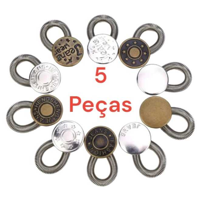 5 pçs extensor de cintura botões com mola para c