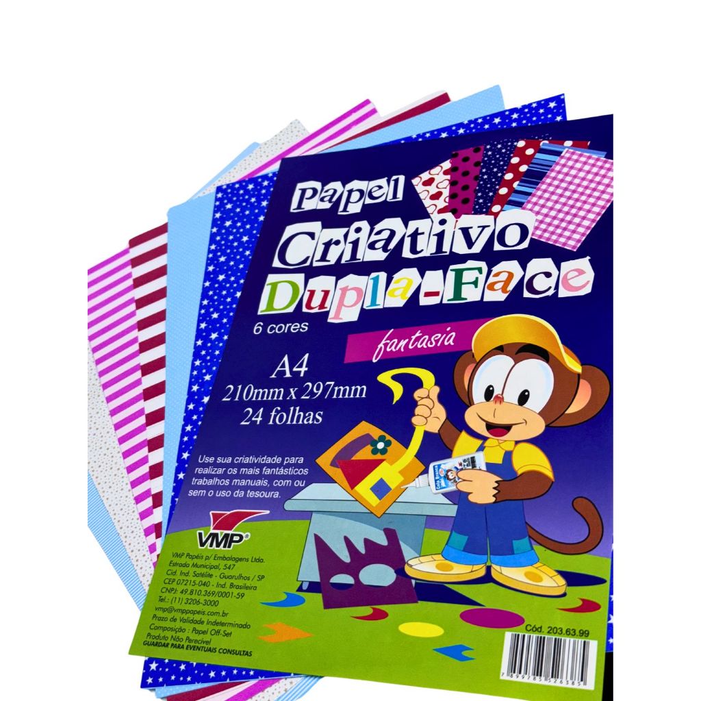 Papel Criativo A4 Dupla Face Fantasia c/ 24 folhas