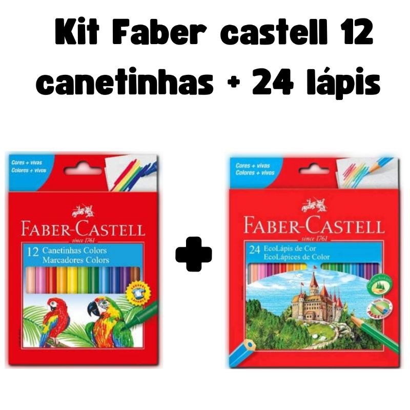 kit Faber castell 12 canetinhas + 24 lápis de cor