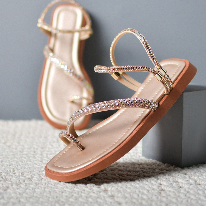 Sandalia Feminina Rasteirinha Flat Papete De Stras