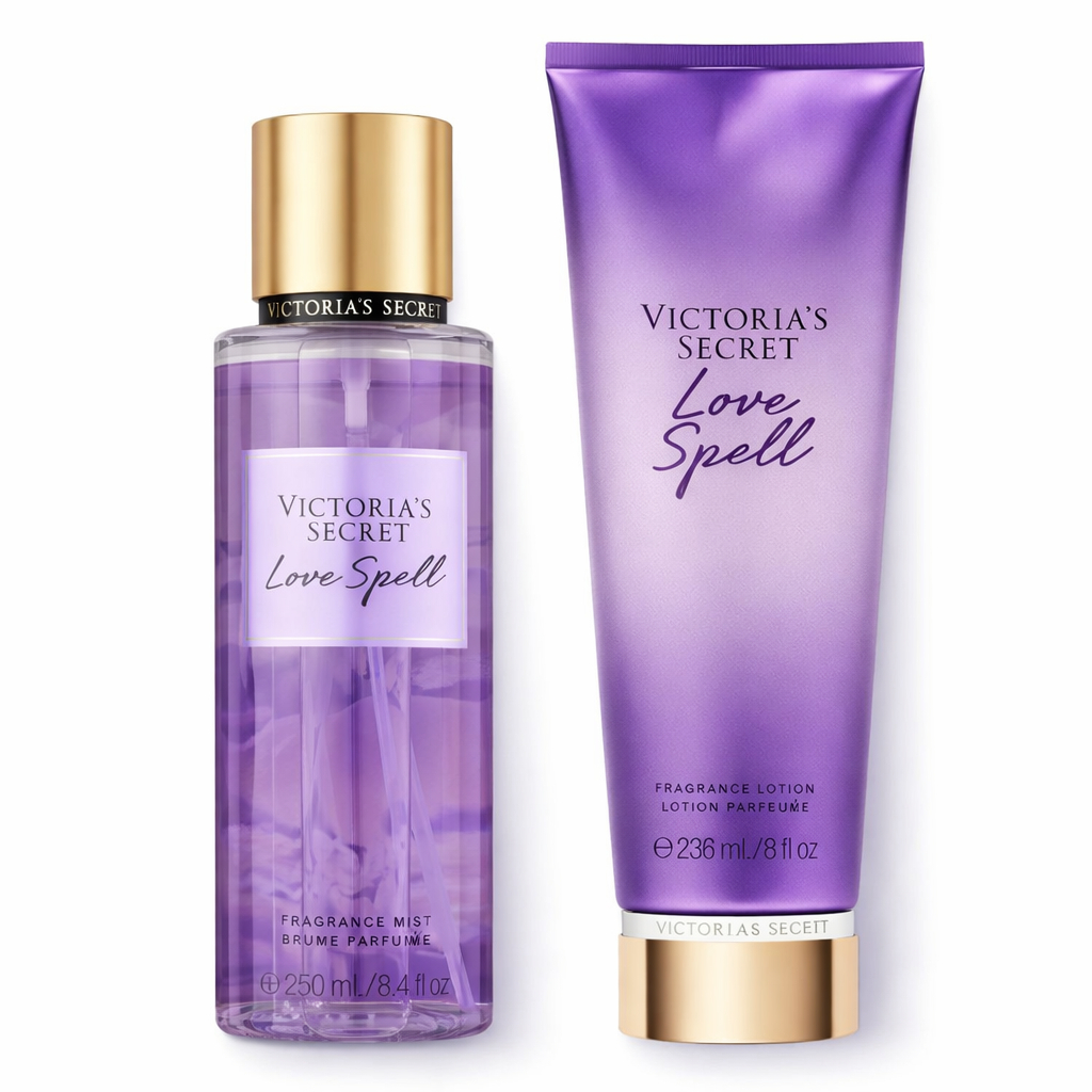 Kit feminino cheiroso body splash e hidratante lov