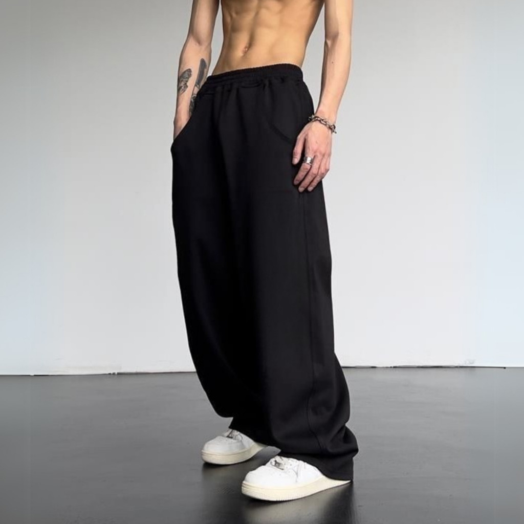 Calça Moletom Masculina Lisa Wide Leg Streetwear 