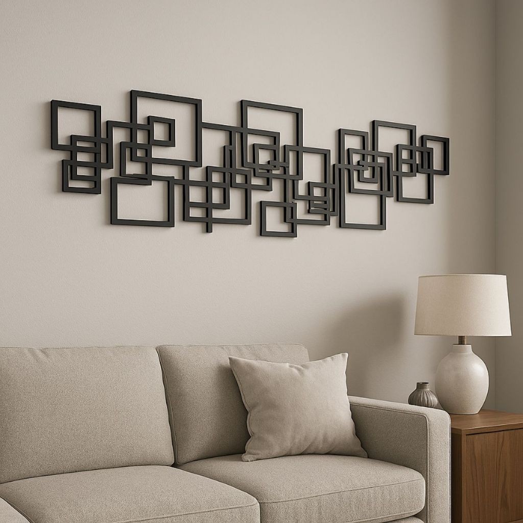 Quadro Abstrato Geométrico Moderno de Parede R