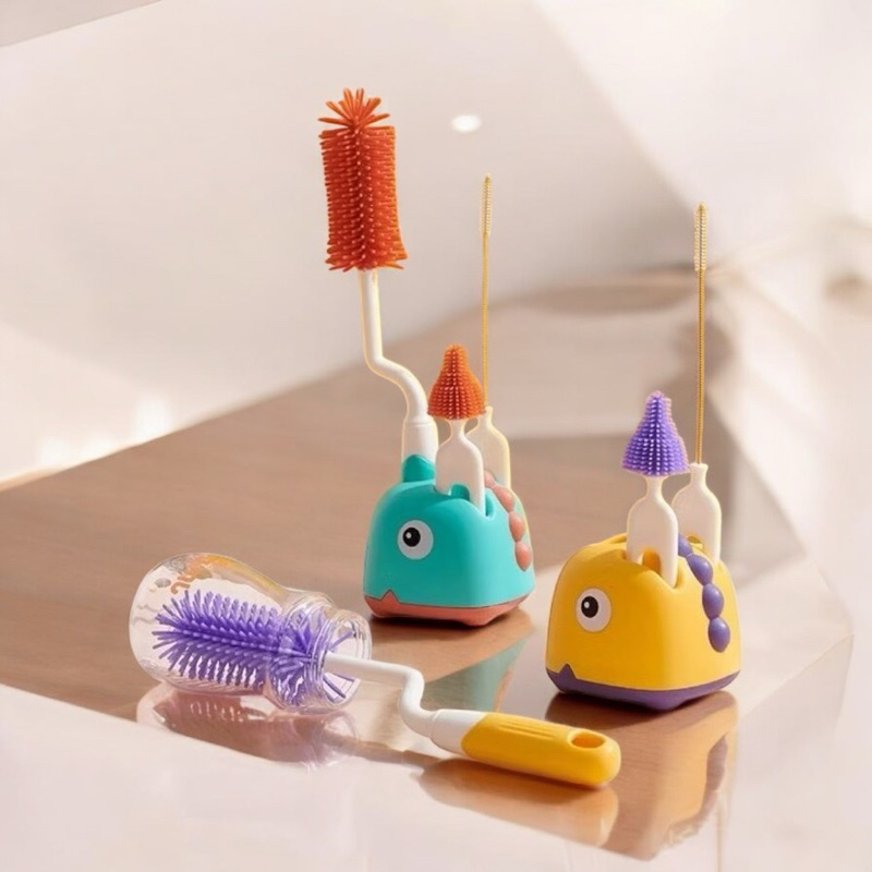 Kit Escovas Para Mamadeiras e Bicos Com Suporte Es