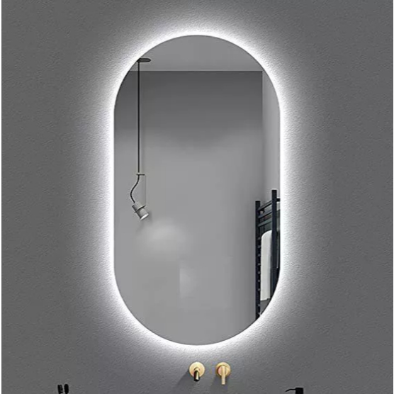 Espelho Oval Orgânico LED 80x50cm e 40x50cm Luz Q