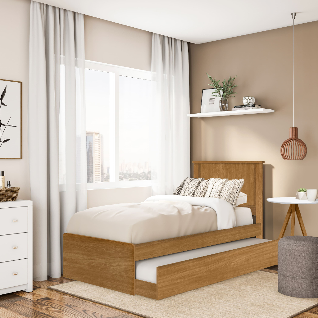 Bicama Solteiro Com Cama Auxiliar Mdf Barcelona &#