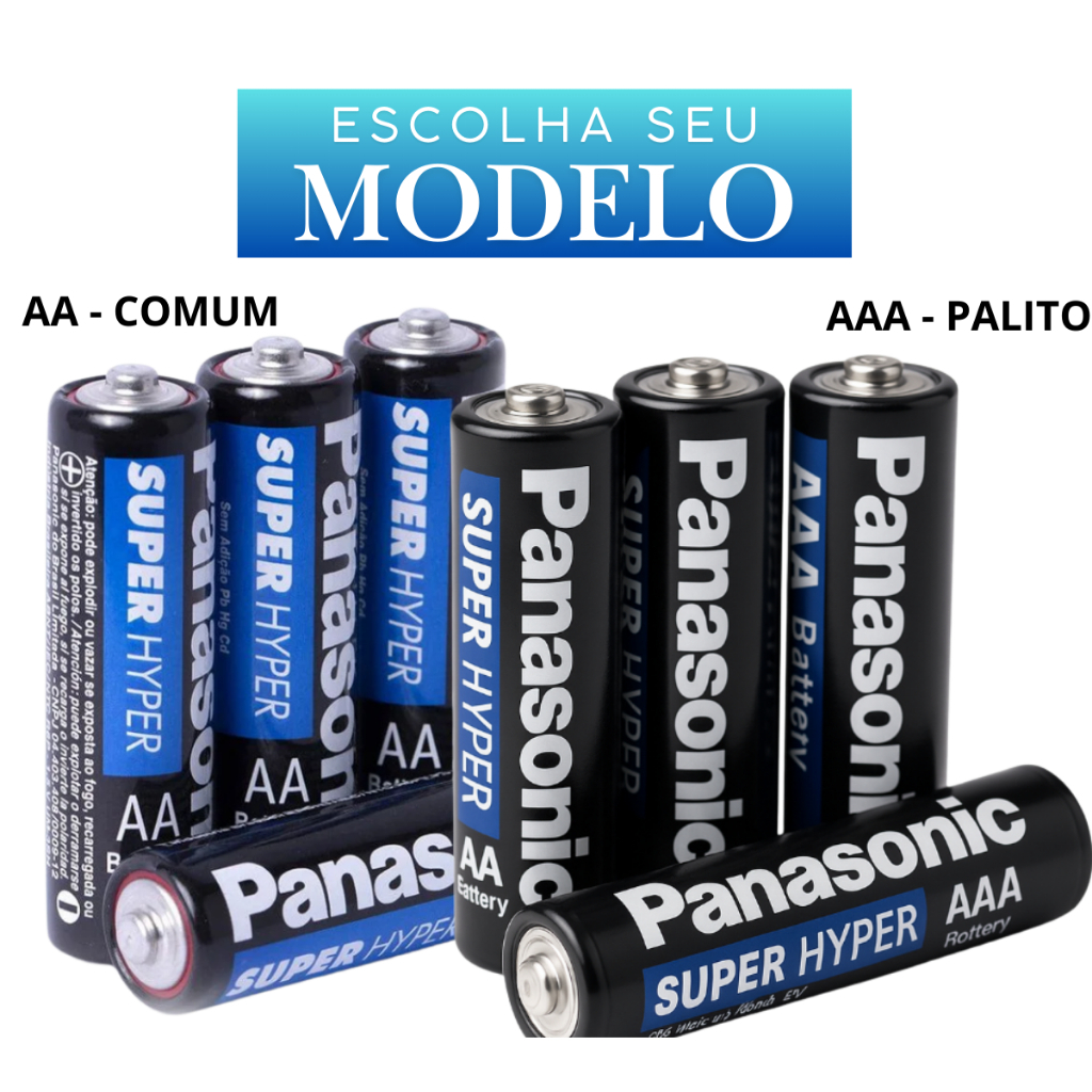 Pilhas Panasonic AAA ou AA | Comum ou Palito | Kit