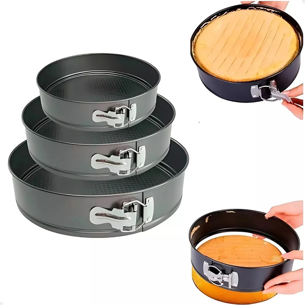 Jogo 3 Peças Forma de Bolo Torta com Fundo Removi