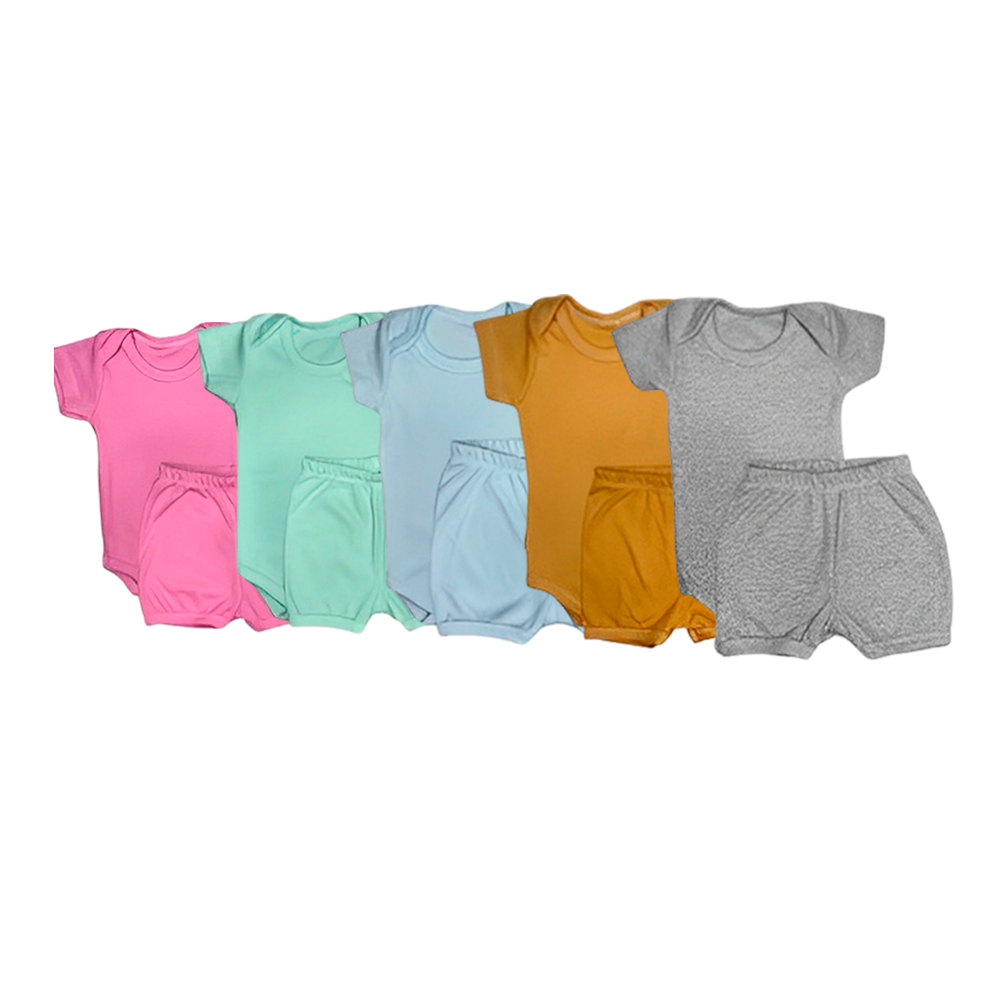 Kit 4 Peças Body Manga Curta verão com Shorts Be