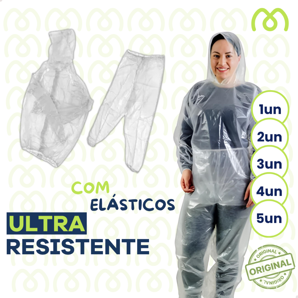 Capa de Chuva Conjunto Transparente com Elástico 