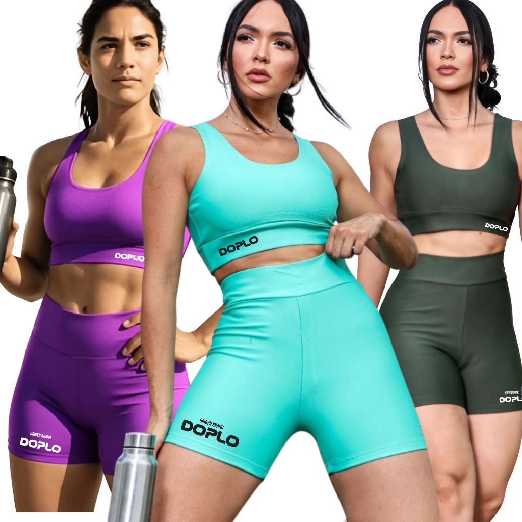 Kit 3 Conjuntos Academia Fitness  Top e Short para