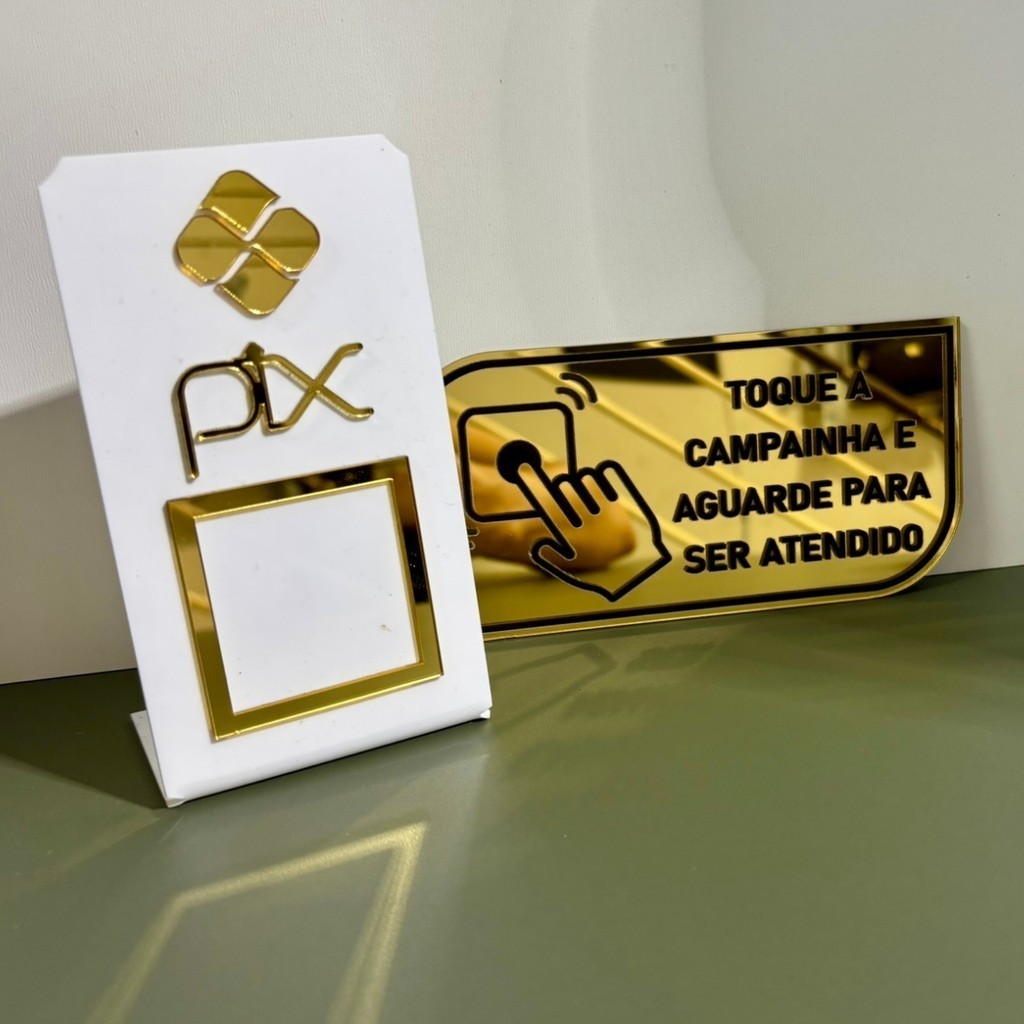 Kit Sinalização De Balcão: Placa Pix Qr Code + 
