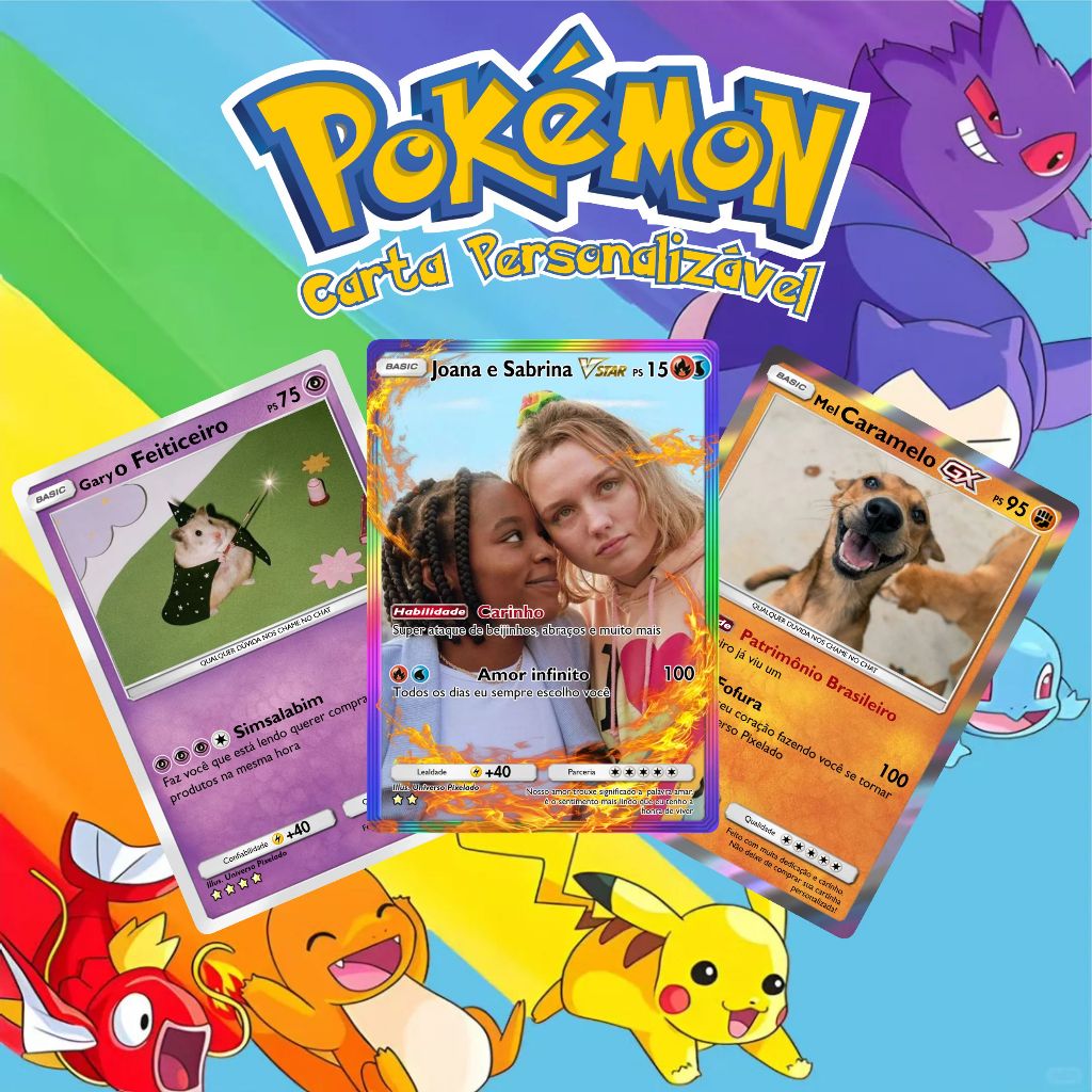Carta Card Personalizada Estilo Pokémon Casal Pet