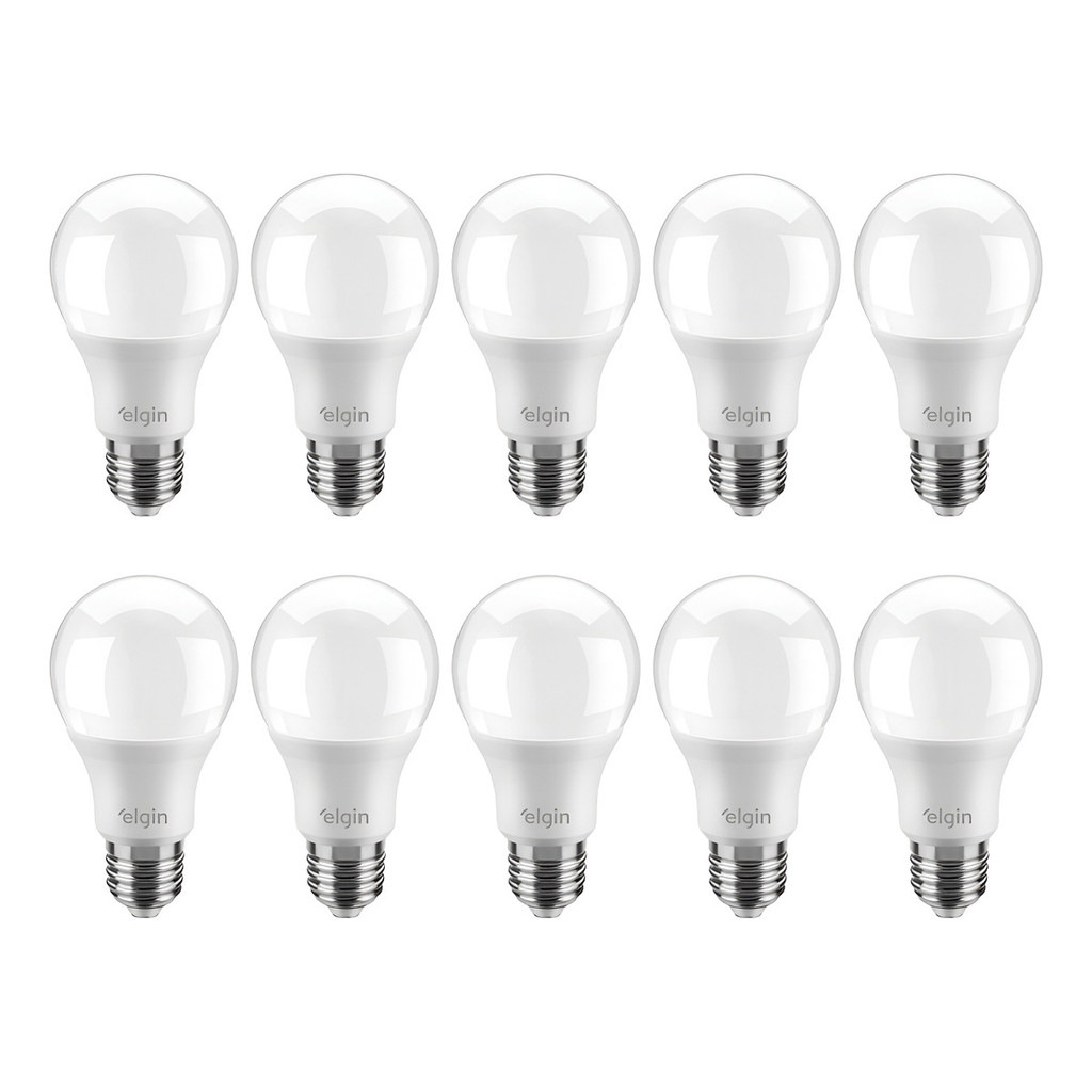 Kit 10 Lâmpada Led Bulbo 15w Fria 6500k Elgin A60