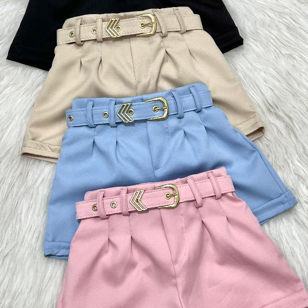 Short  Afaiateria Social Elegate Casual com Cinto 