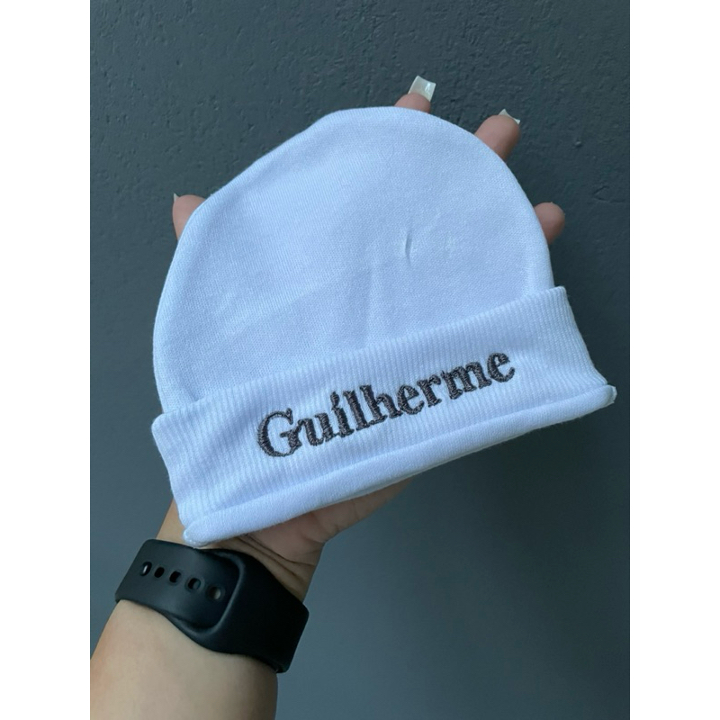 Touca Branca Personalizada Bebê Antialérgica com