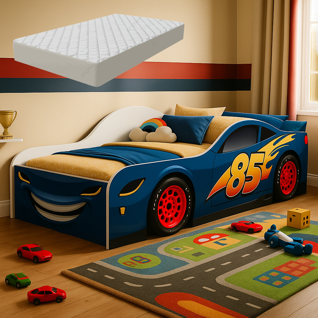 Cama Carro Infantil Junivel com Colchao Adesivada 