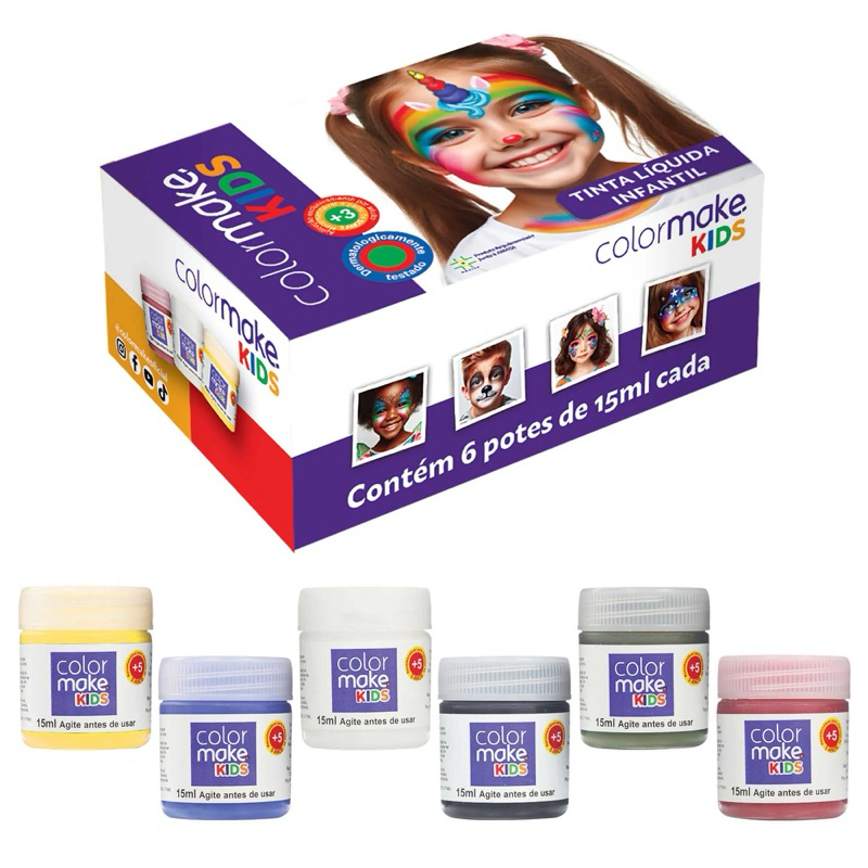 Tinta Facial Para Crianças – 6 Cores 15ml C