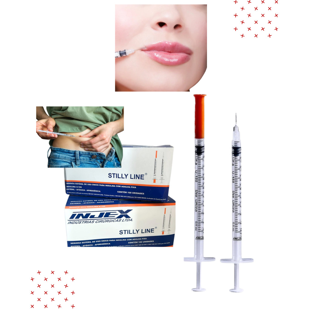 Seringa de Insulina 1ml 100UI com Agulha Fixa 8 x 