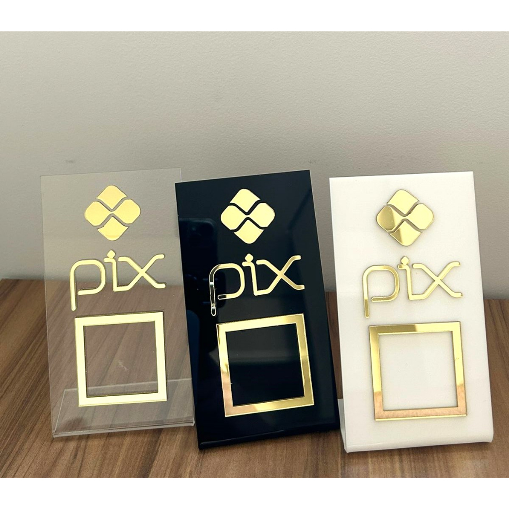 Placa Pix Pagamento QrCode De Mesa Balcão c/ base