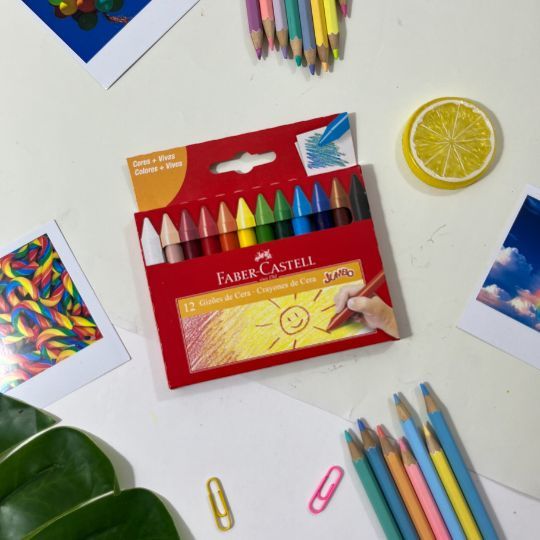 Giz de Cera Jumbo 12 Cores – Faber Castell