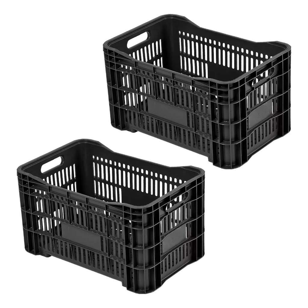 2 Caixas Plastica Hortifruti Compra Vazada Empilha