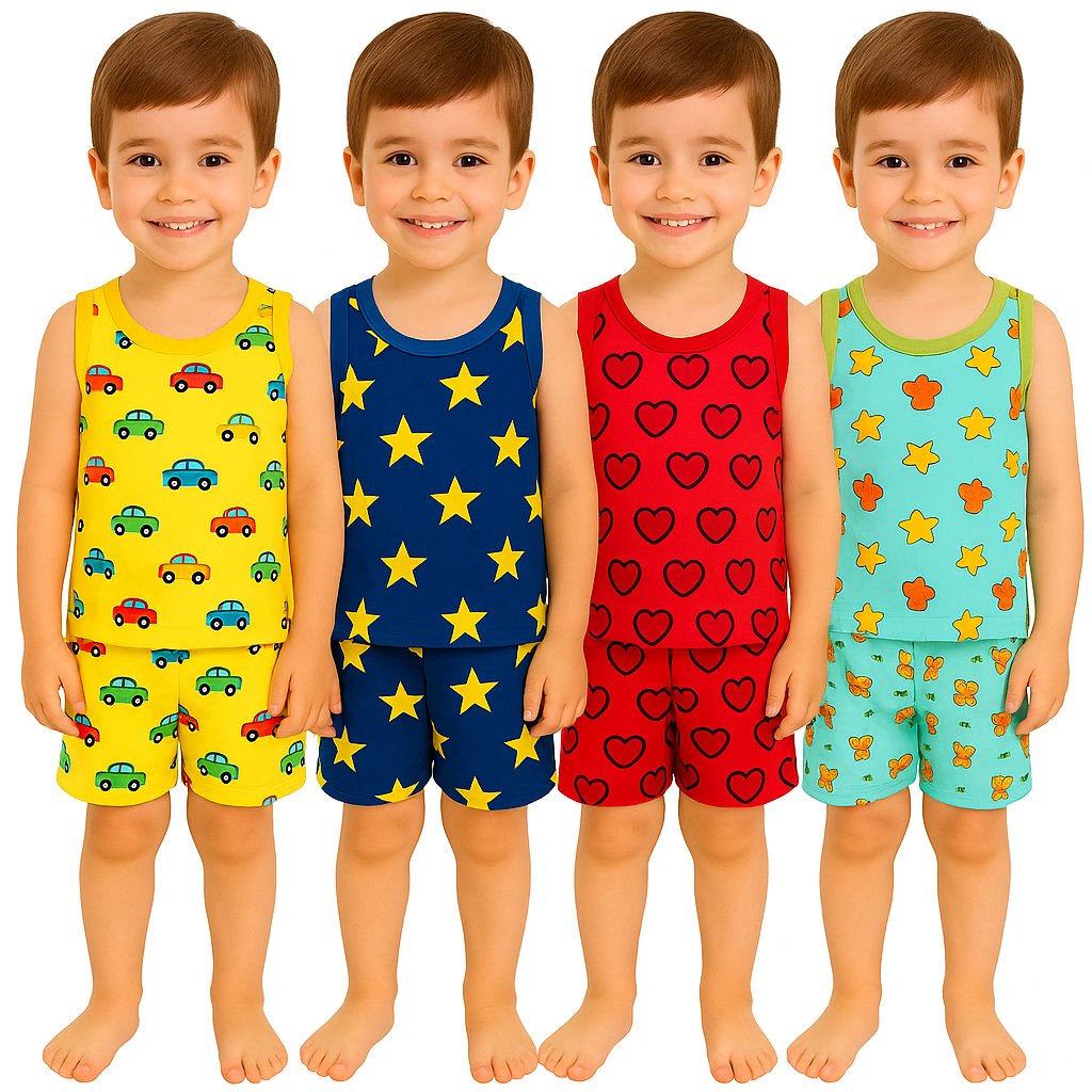 Kit 6 Peças Pijama Infantil Regata Masculino Send