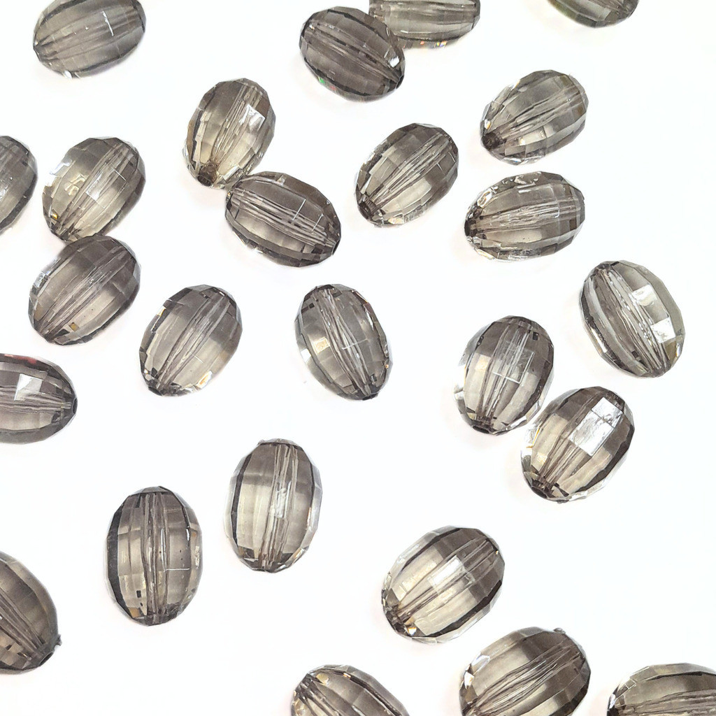 Conta Sextavada Oval 13x20mm Transparente Cores 25