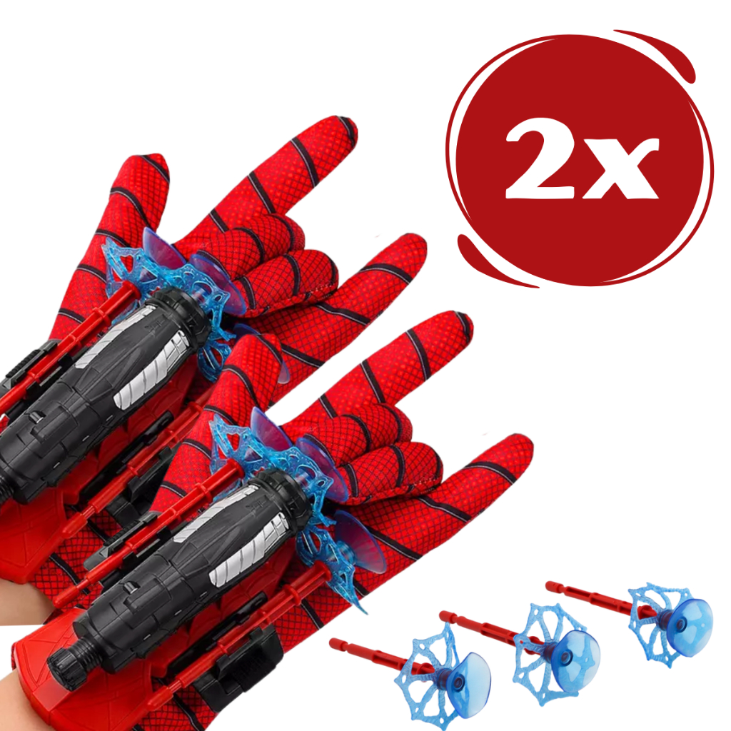 Kit 2 Luva Homem Aranha Lança Teia Spider Brinque