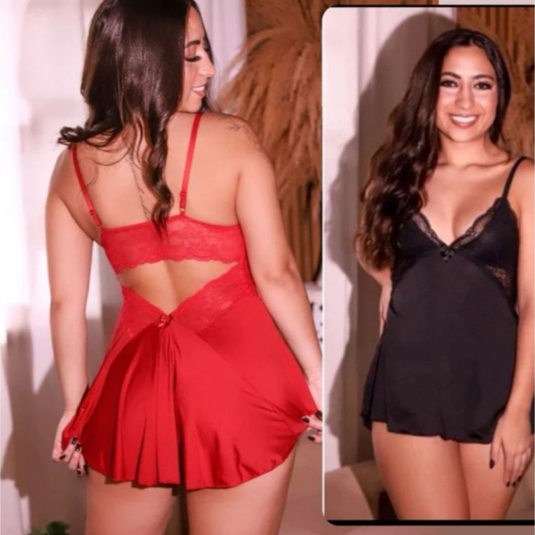 Kit com 2 Camisola sexy com renda sem bojo costa n