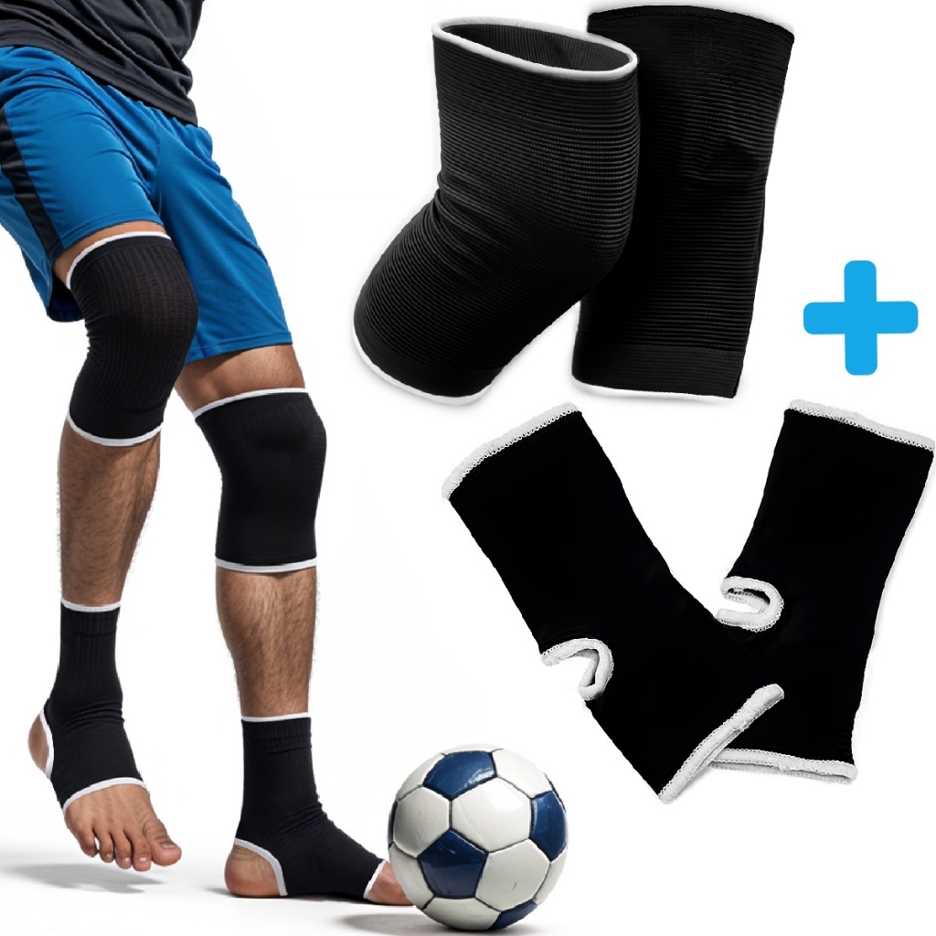 Kit 2 Joelheira + 2 Tornozeleira Ortopedica Compre