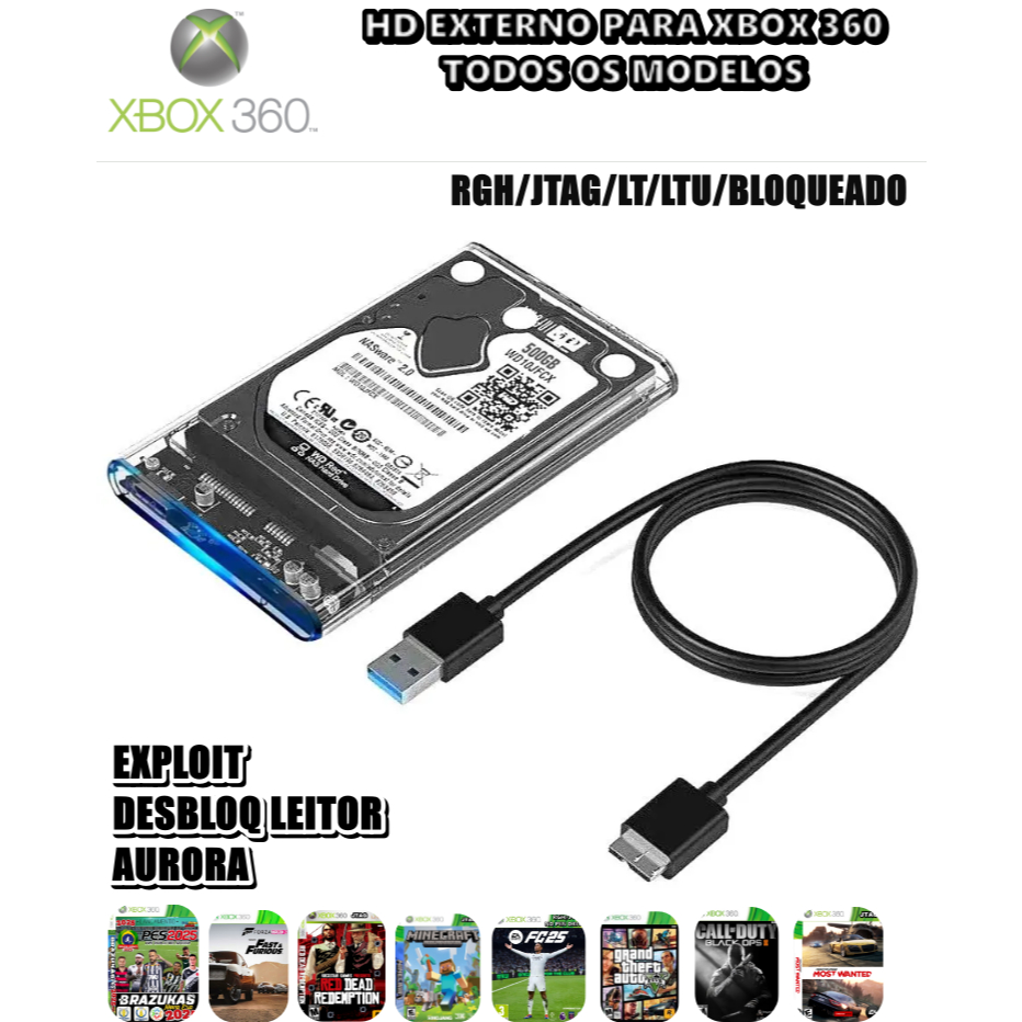 HD Game Xbox 360 165 JGS para Xbox BLOQUEADO/LT/RG