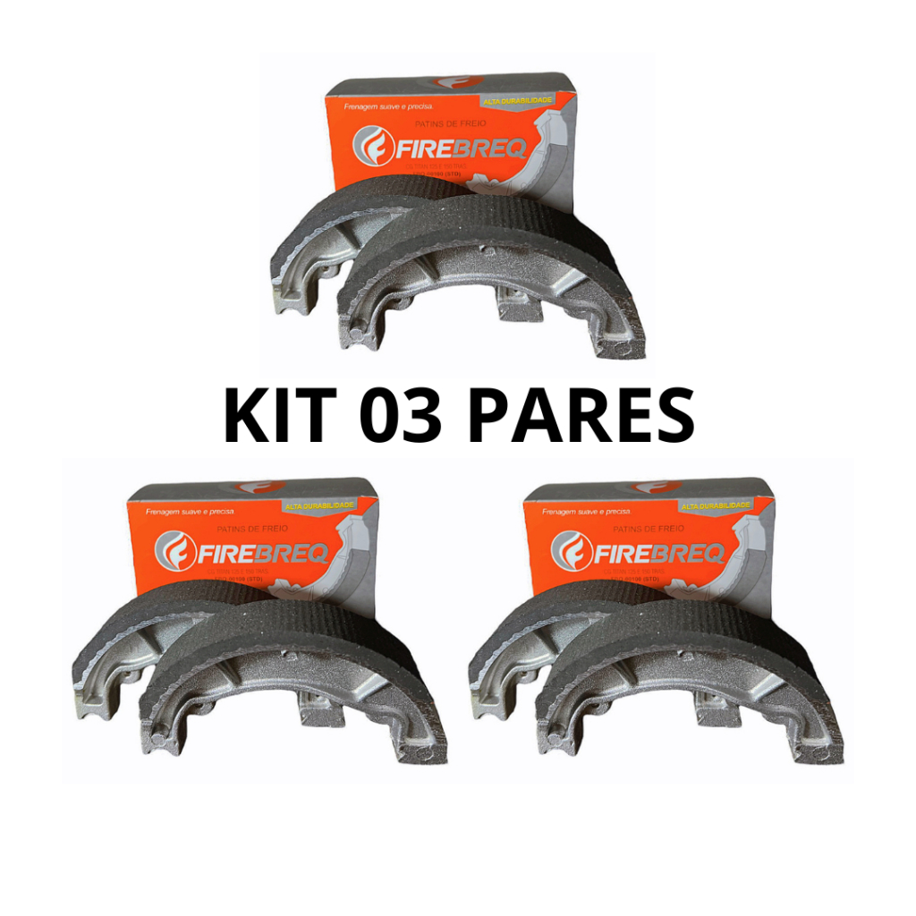 Kit 03 Pares Patim Lona De Freio Titan Fan 0,25 Tr