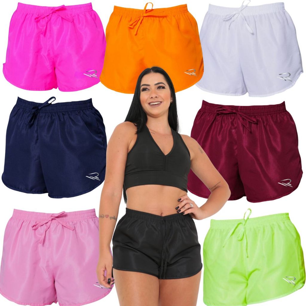 Shorts tactel feminino shortinho saida praia Short