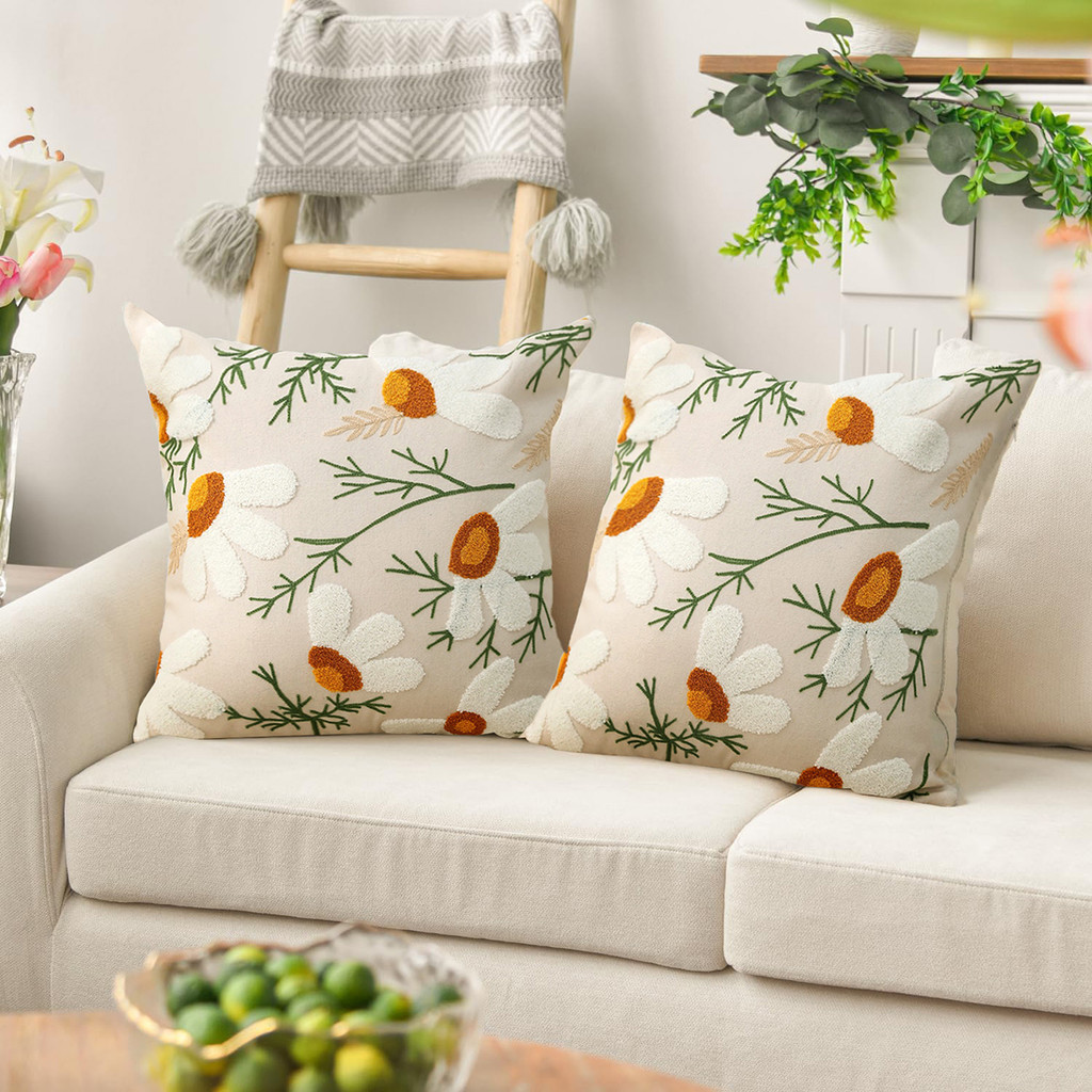 Kit 2 Capas de Almofada 45x45cm Bordado Artesanal 